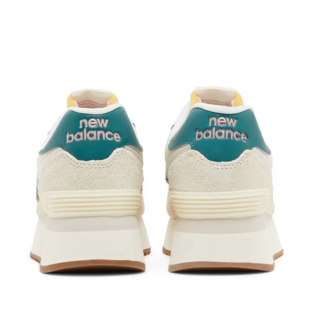 New Balance Women's 574 Platform Sneakers Cream with Teal Accent - Picture 4 of 4